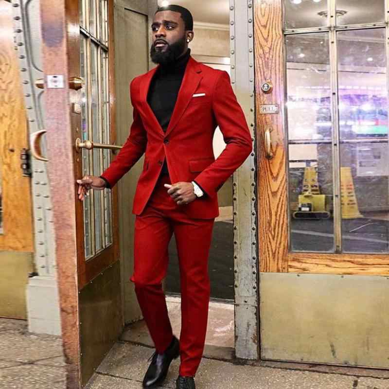 2 Piece Casual Red Prom Suit for Men on Sale-Prom Suits-BallBride