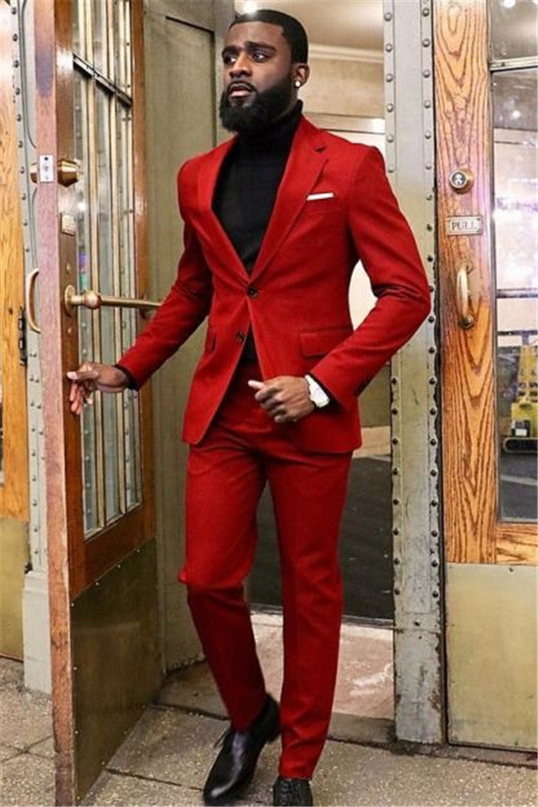 2 Piece Casual Red Prom Suit for Men on Sale-Prom Suits-BallBride