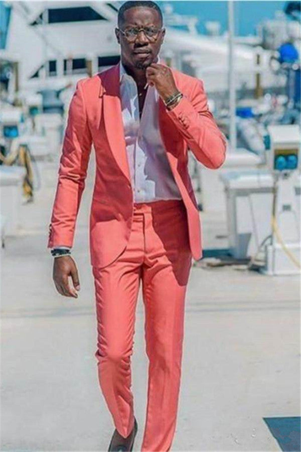 2 Pieces Prince Suit with Peach Shawl Lapel for Weddings-Prom Suits-BallBride