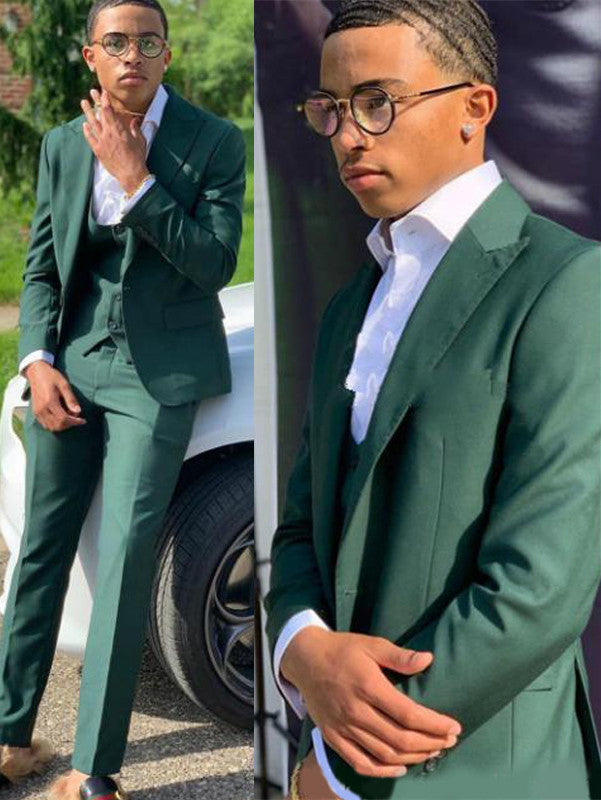 3 Pieces Dark Green Groom & Groomsmen Suits for Sale-Prom Suits-BallBride