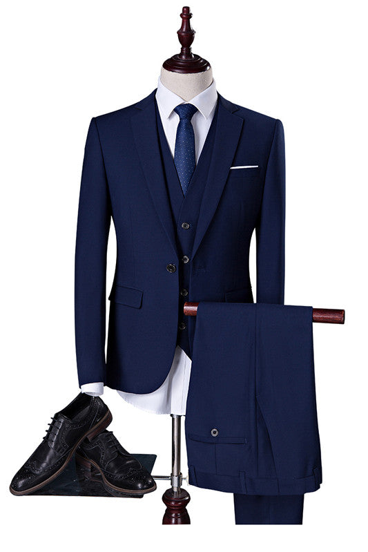 4-Piece Navy Blue Slim Fit Wedding Tuxedo Set-Wedding Suits-BallBride