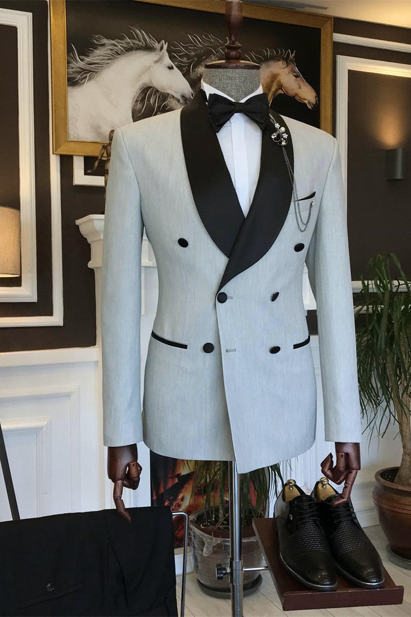 Abe New Design Offwhite Double Breasted Shawl Lapel Men Suits-Wedding Suits-BallBride