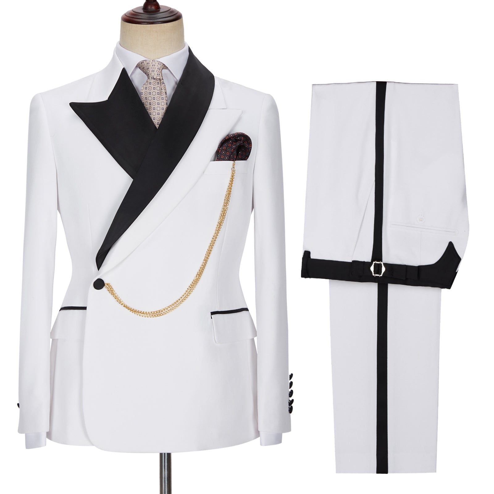 Adonis Fashion Style White Peaked Lapel Bespoke Wedding Suits for Men-Wedding Suits-BallBride