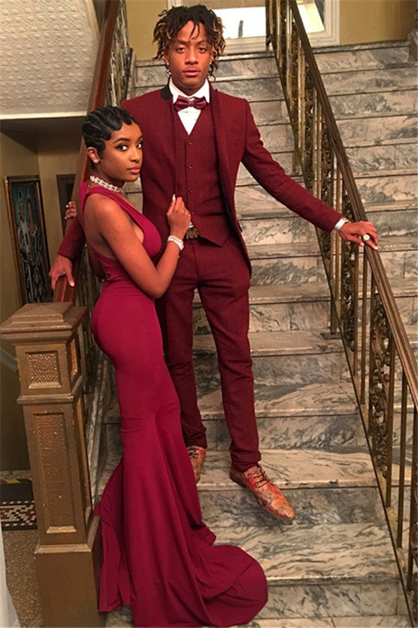 Amazing 3 Pieces Classic Red Tom Ford Suits for Prom-Prom Suits-BallBride