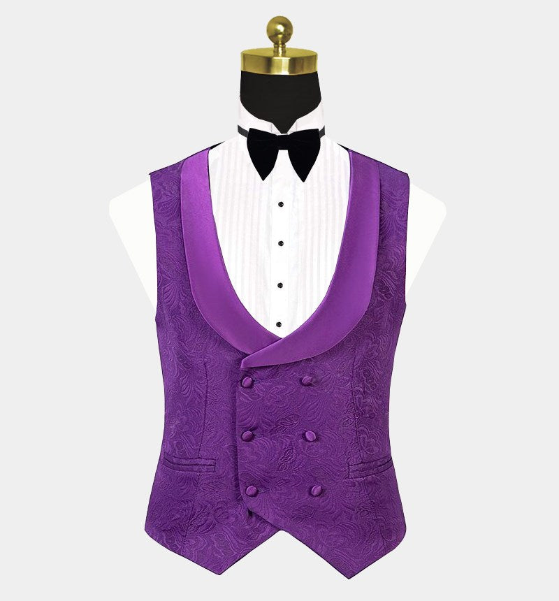 Amazing Jacquare Violet Prom Guest Suit - 3 Pieces-Business & Formal Suits-BallBride