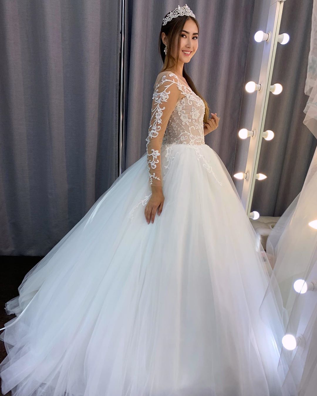 Amazing Long Sleeves Wedding Dress with Lace-Wedding Dresses-BallBride