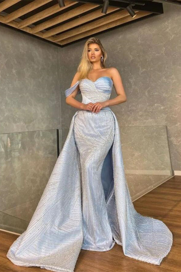 Amazing Off-the-Shoulder Sweetheart Prom Dress with Beadings and Mermaid Ruffles-Occasion Dress-BallBride