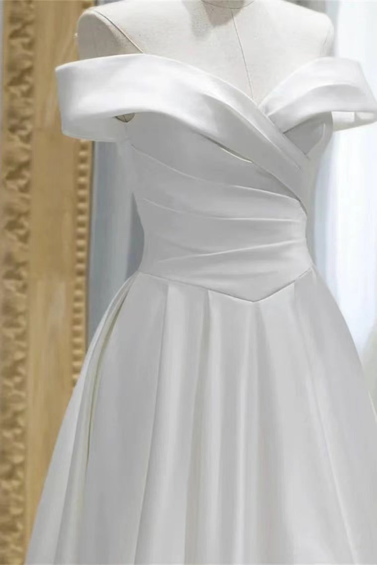 Amazing White Off-The-Shoulder Sweetheart Evening Dress A-Line With Lace-Up-BallBride