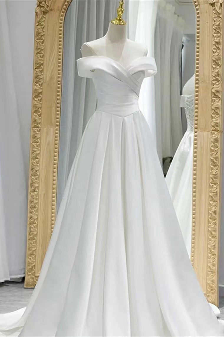 Amazing White Off-The-Shoulder Sweetheart Evening Dress A-Line With Lace-Up-BallBride