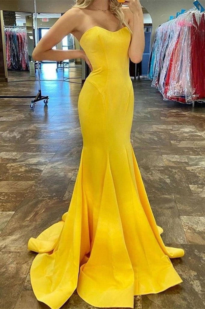 Amazing Yellow Mermaid Long Prom Dress-BallBride