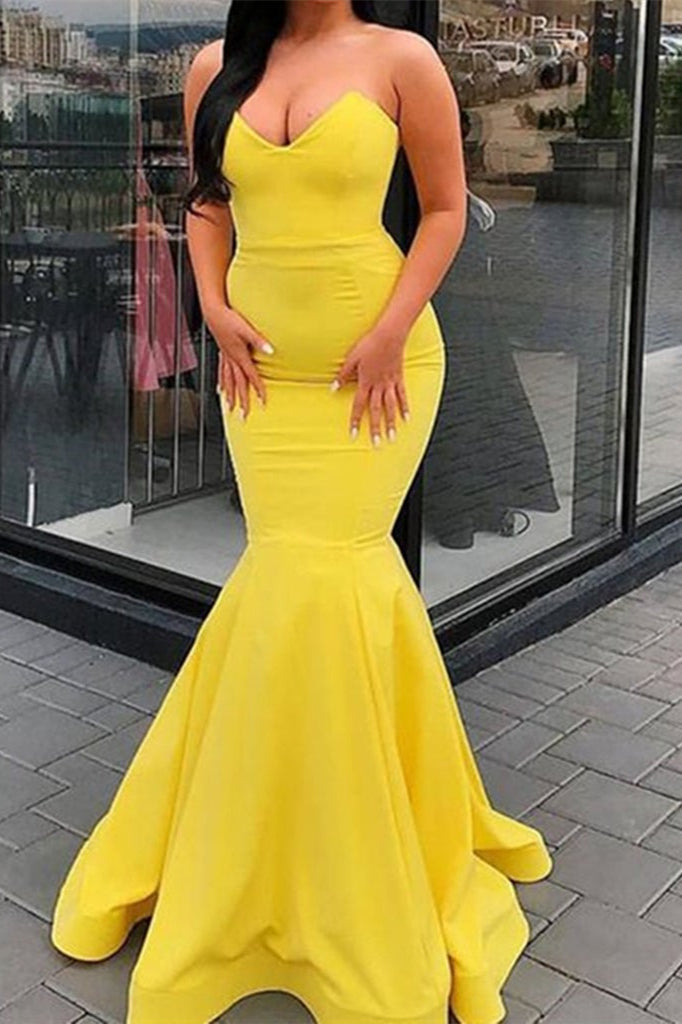 Amazing Yellow Sweetheart Mermaid Elegant Evening Dress-BallBride