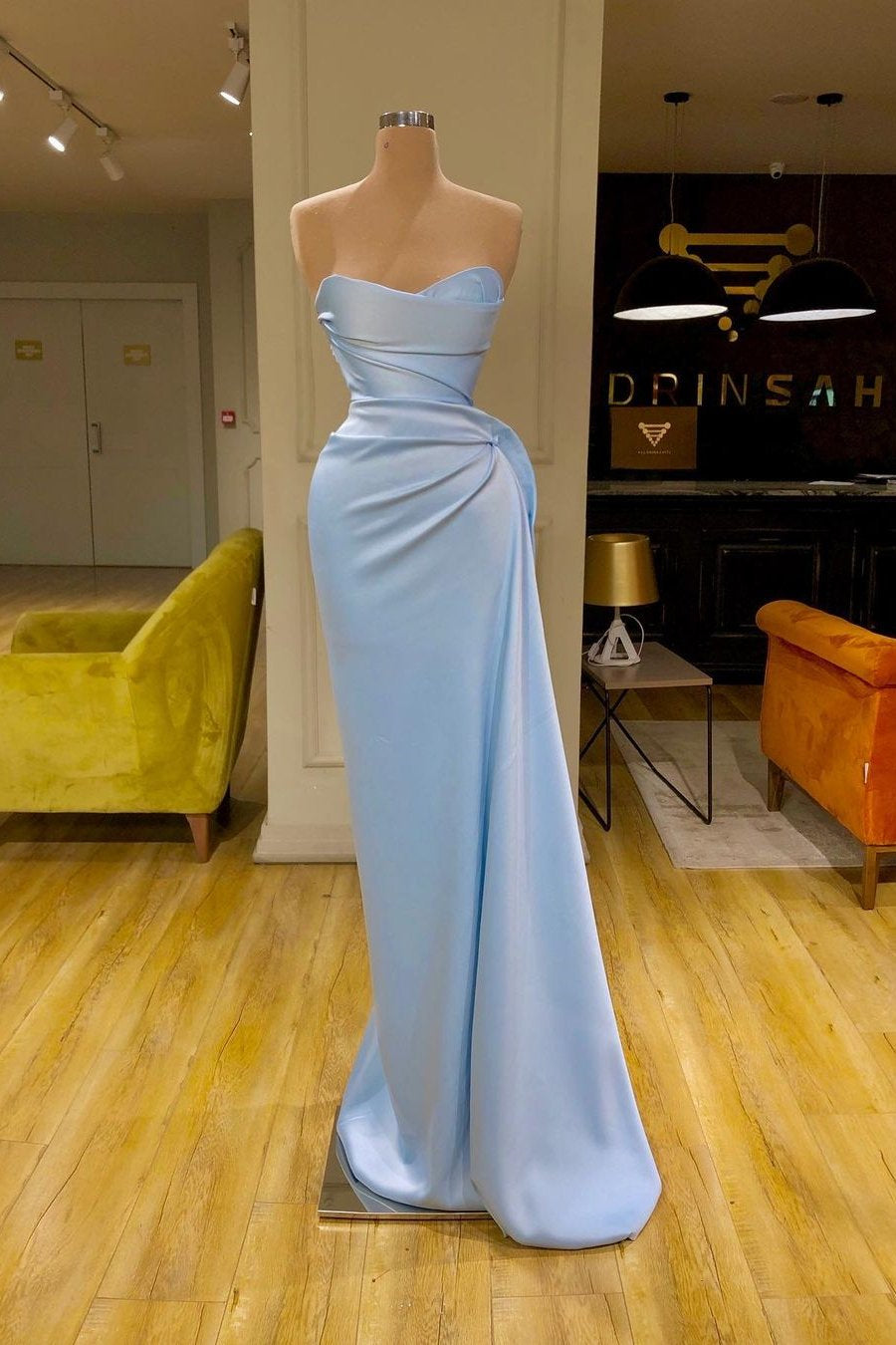 Baby Blue Sweetheart Mermaid Long Prom Dress-Occasion Dress-BallBride