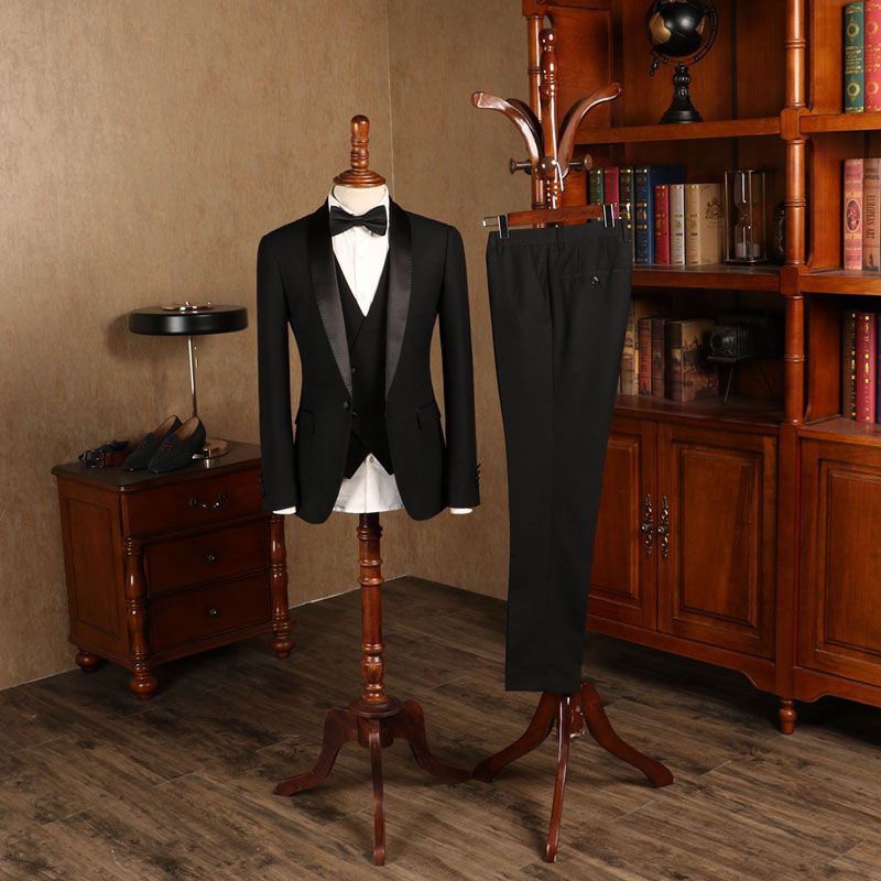 Baldwin All Black Custom Wedding Suit for Grooms - 3 Piece Set-Wedding Suits-BallBride