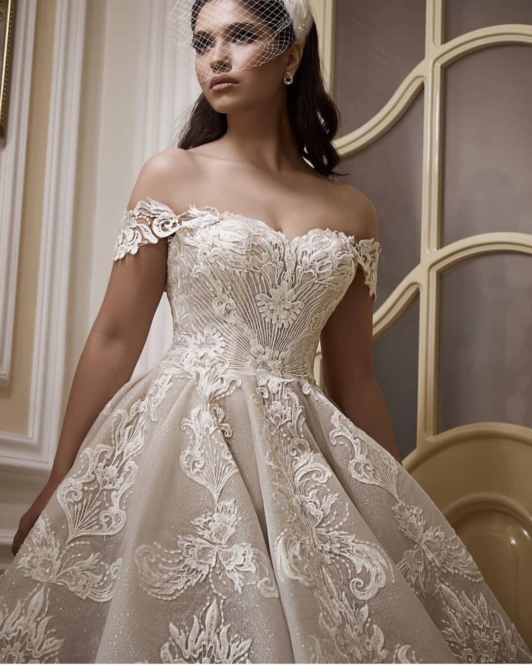 Beautiful Off-the-Shoulder A-Line Wedding Dress With Appliques Lace-Wedding Dresses-BallBride