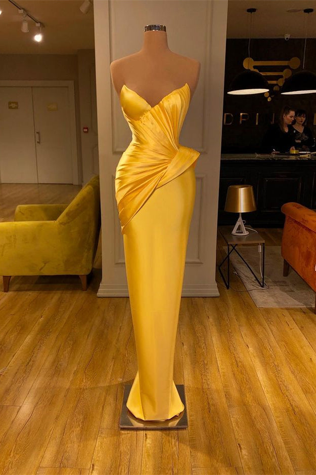 Beautiful Yellow Sweetheart Mermaid Evening Dress-Occasion Dress-BallBride