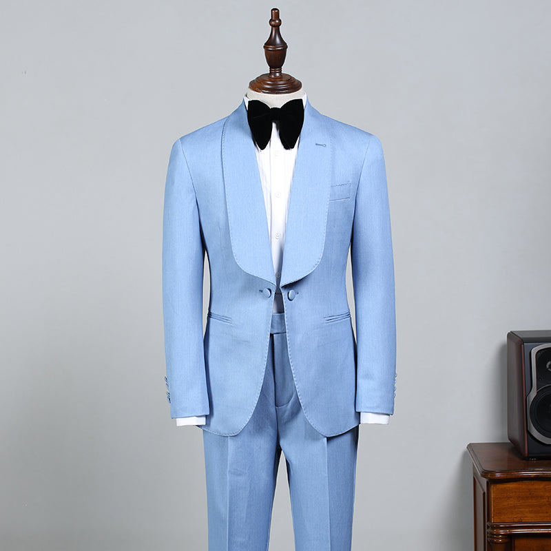Bespoke Rock Sky Blue Wedding Suit for Bridegrooms-Wedding Suits-BallBride