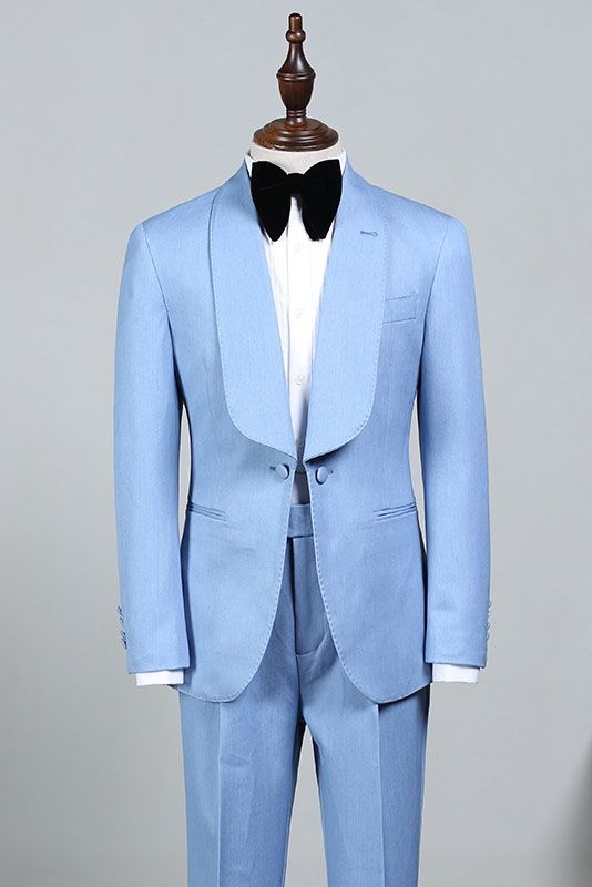 Bespoke Rock Sky Blue Wedding Suit for Bridegrooms-Wedding Suits-BallBride