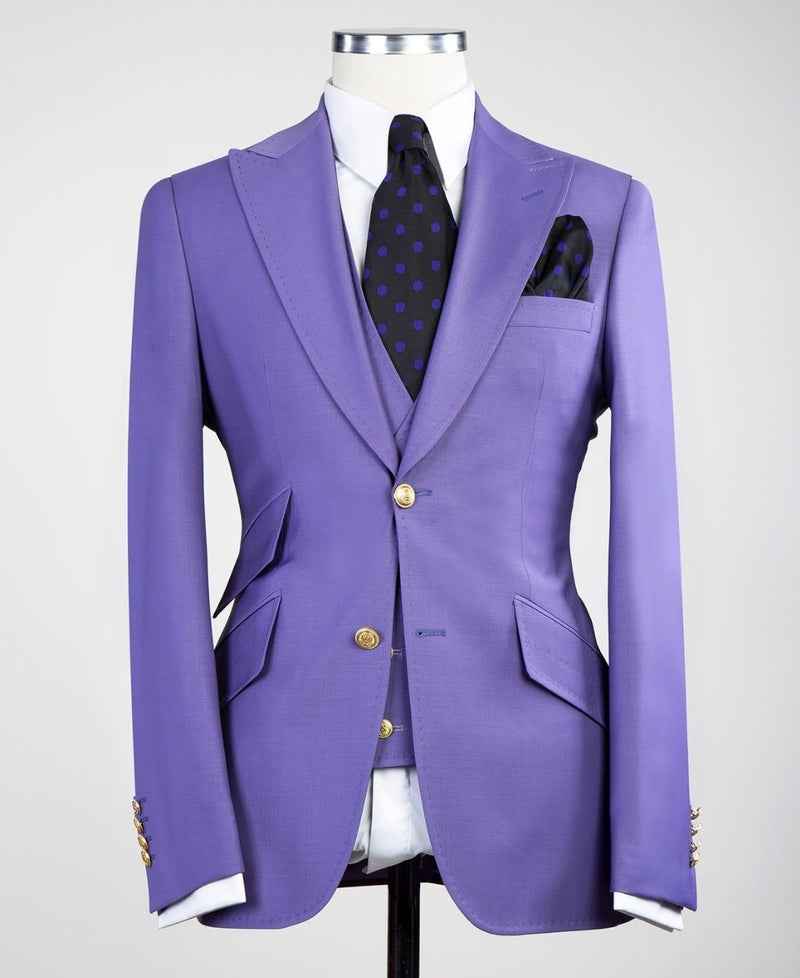 Best Fitted Men Suits - Clifford Chic Purple Peaked Lapel Three Pieces-Wedding Suits-BallBride