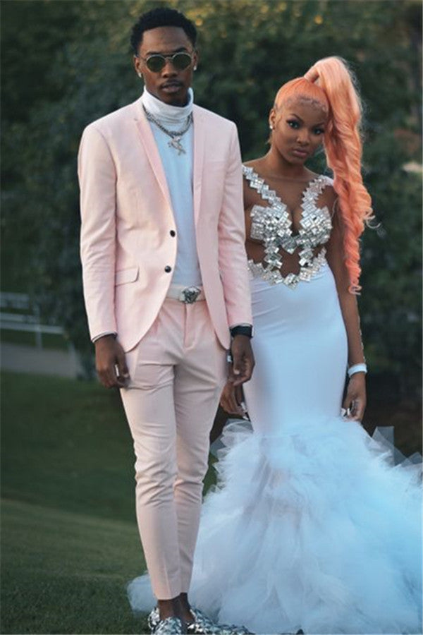 Best Fitted Pink Bespoke Wedding Suits for Groom-Prom Suits-BallBride
