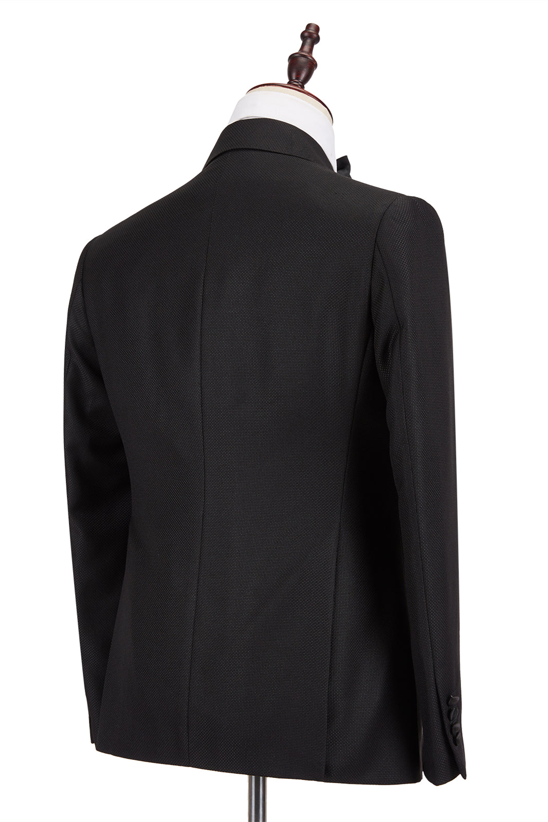 Black Men's Wedding Suit Groom Tuxedos - Classic Satin Peak Lapel Double Breasted-Wedding Suits-BallBride