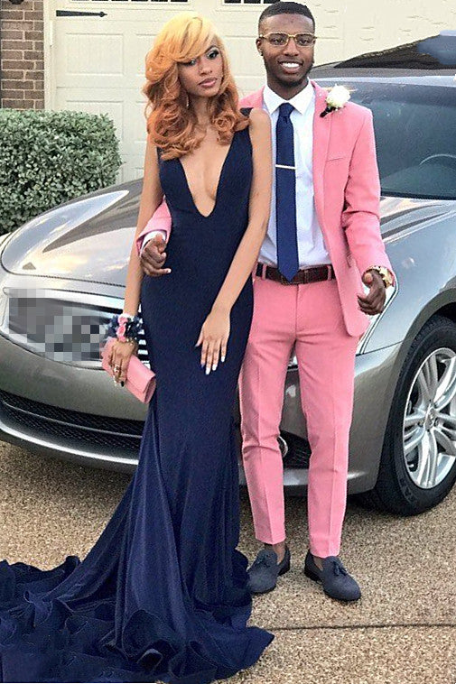 Candy Pink Prom Suit With Shawl Lapel-Prom Suits-BallBride
