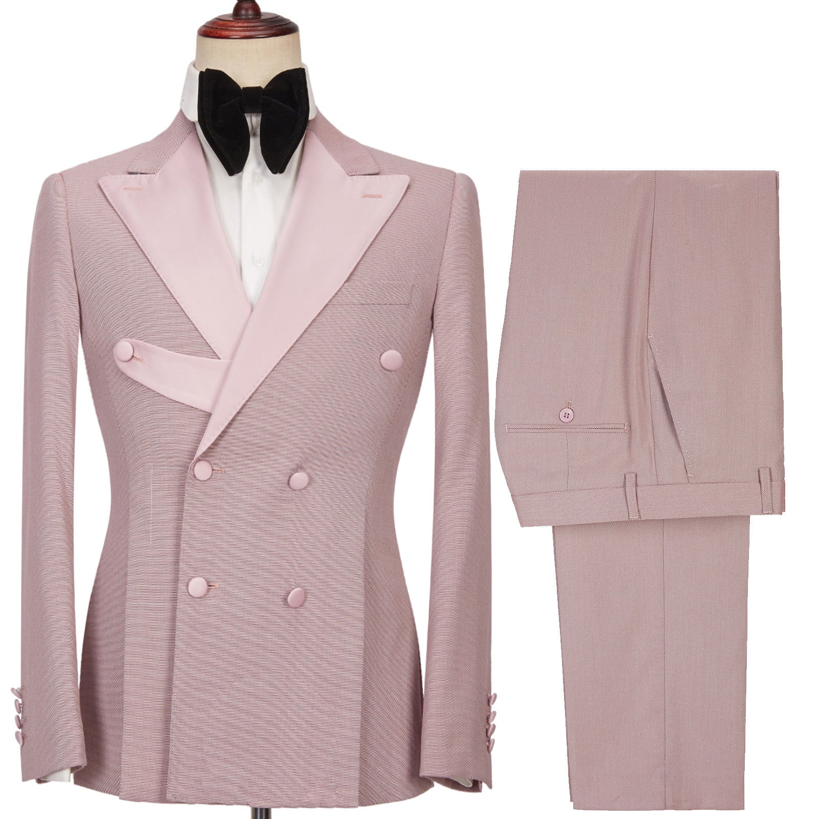 Christopher Stylish Pink Double Breasted Peaked Lapel Men Suits-Wedding Suits-BallBride