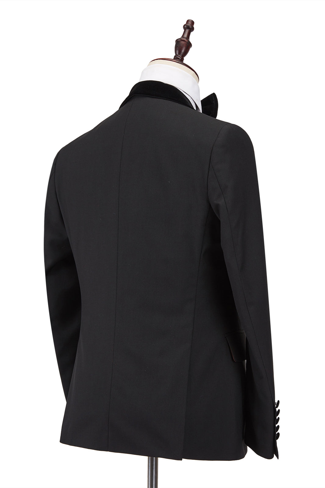 Classic Black One Button Tailcoat with Stitched Velvet Shawl Lapel for Men's Formal Wedding Suits Online-Wedding Suits-BallBride