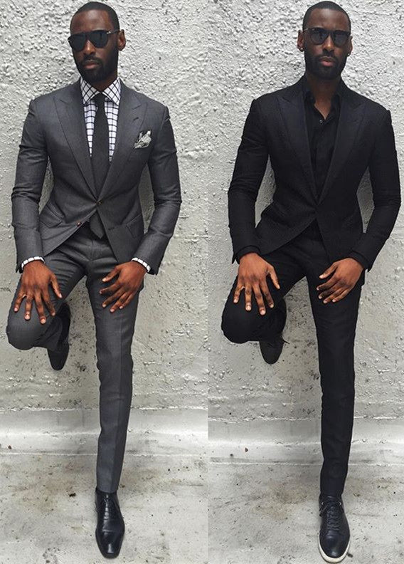 Classic Dark Gray Chic Suits for Groom Prom-Prom Suits-BallBride