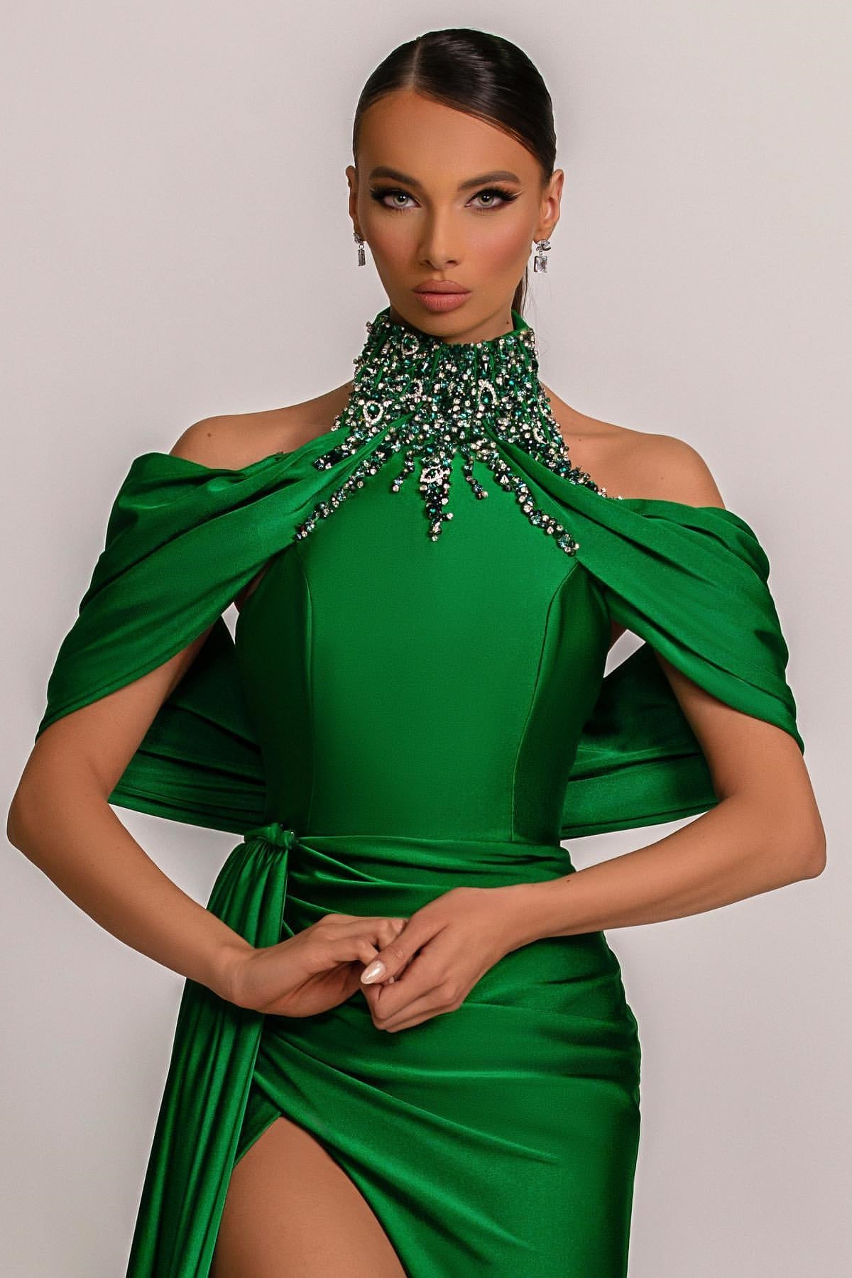 Classic Emerald Green Mermaid Prom Dress with Beads-Occasion Dress-BallBride