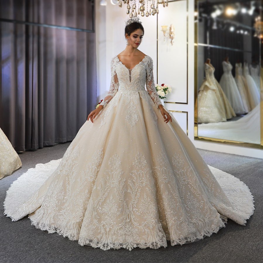 Classy A-Line Sweetheart Wedding Dress with Appliques Lace Sequins-Wedding Dresses-BallBride