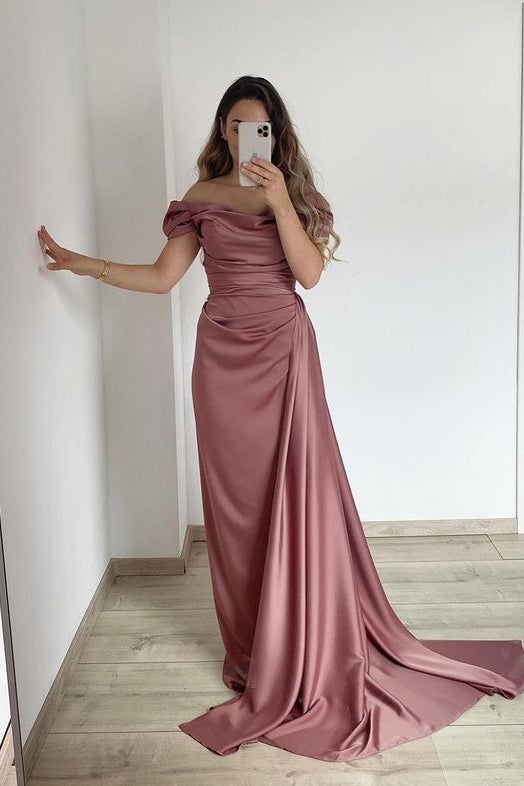 Classy Off-the-Shoulder Mermaid Long Prom Dress with Ruffles-Occasion Dress-BallBride