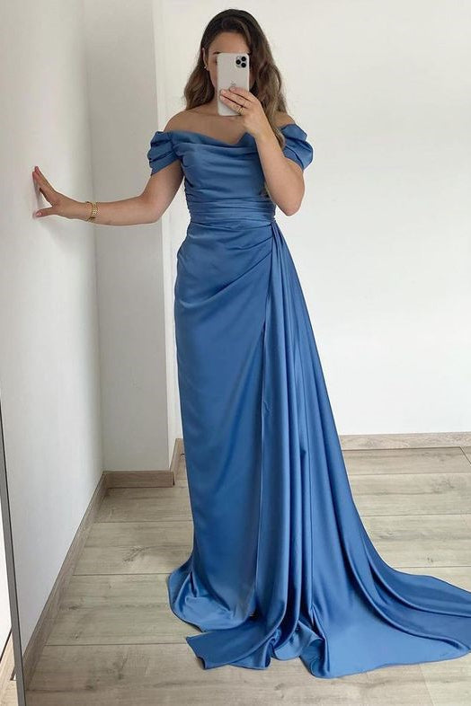 Classy Off-the-Shoulder Mermaid Long Prom Dress with Ruffles-Occasion Dress-BallBride