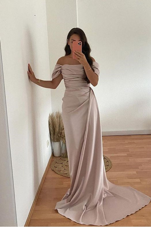 Classy Off-the-Shoulder Mermaid Long Prom Dress with Ruffles-Occasion Dress-BallBride