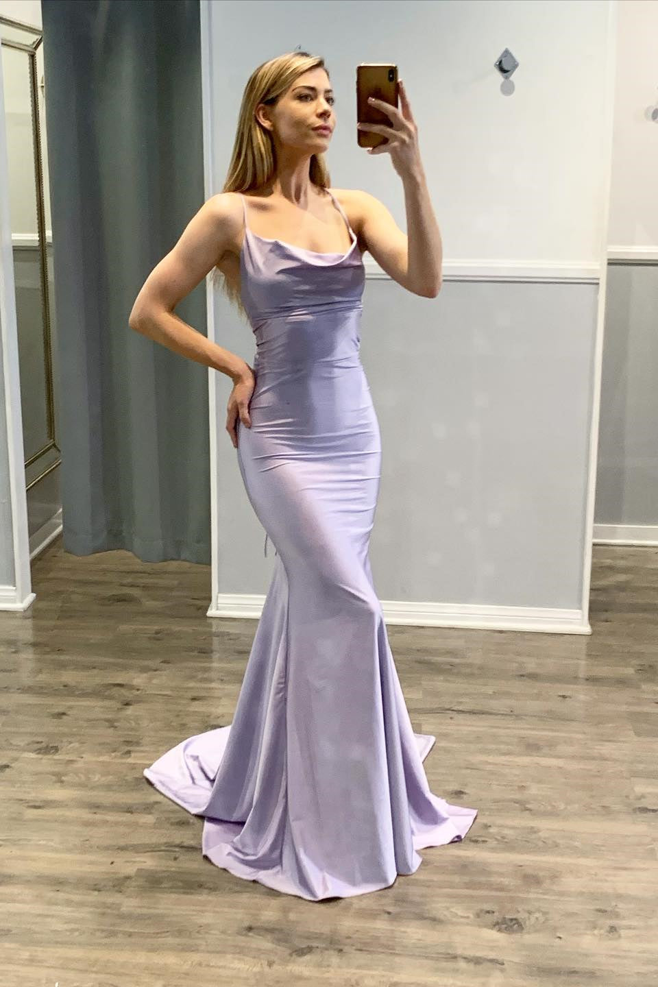 Classy Sleeveless Mermaid Long Prom Dress - Spaghetti-Straps Online-Occasion Dress-BallBride