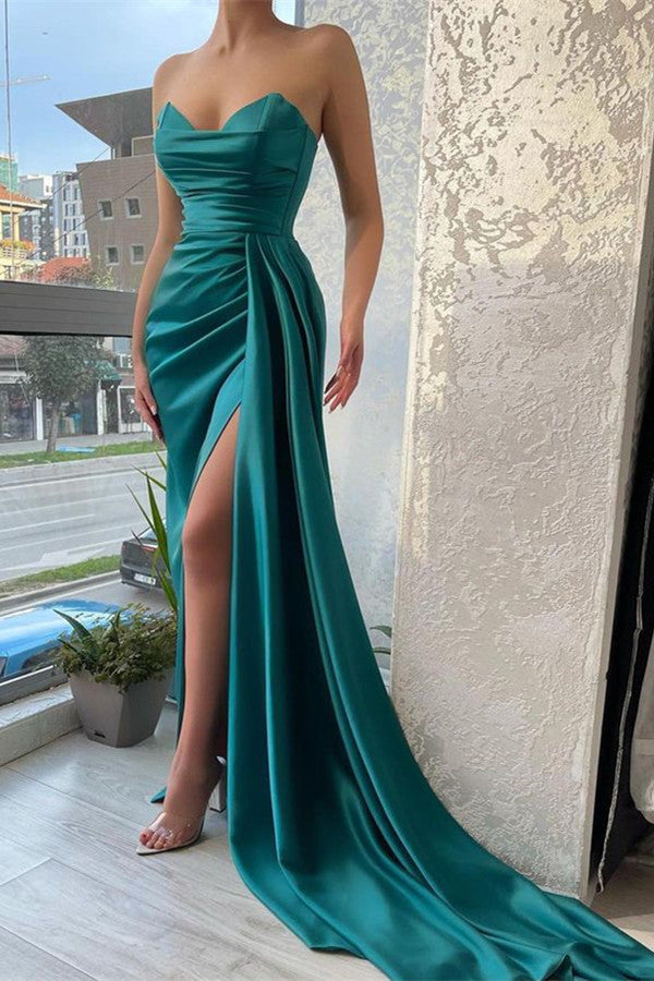 Classy Sweetheart Jade Mermaid Prom Dress with Split Ruffles-Prom Dresses-BallBride