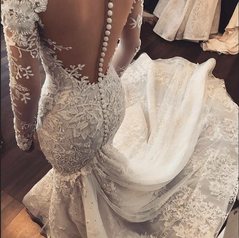 Classy Sweetheart Mermaid Wedding Dress With Lace Appliques-Wedding Dresses-BallBride