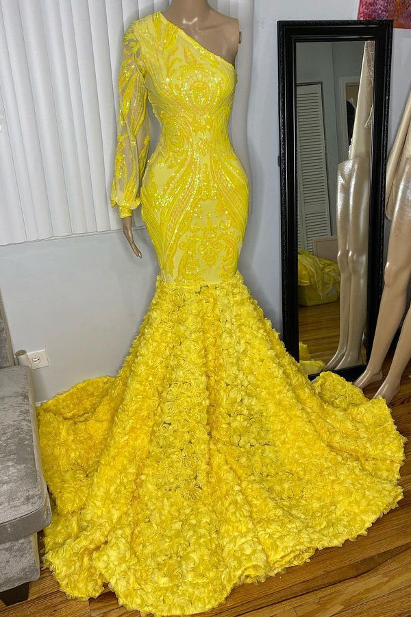 Classy Yellow Sequins Mermaid Prom Dress-Occasion Dress-BallBride