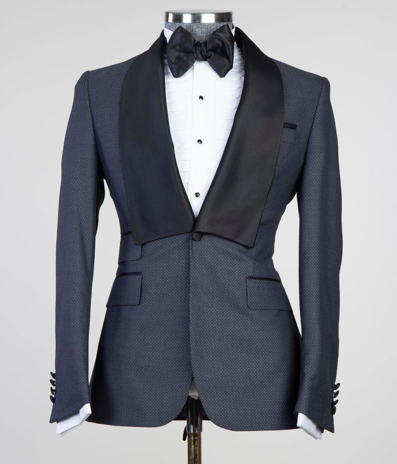 Dark Blue 3-Pieces Men Suits - Cliff Fashion Style Lapel Easy Fit-Wedding Suits-BallBride