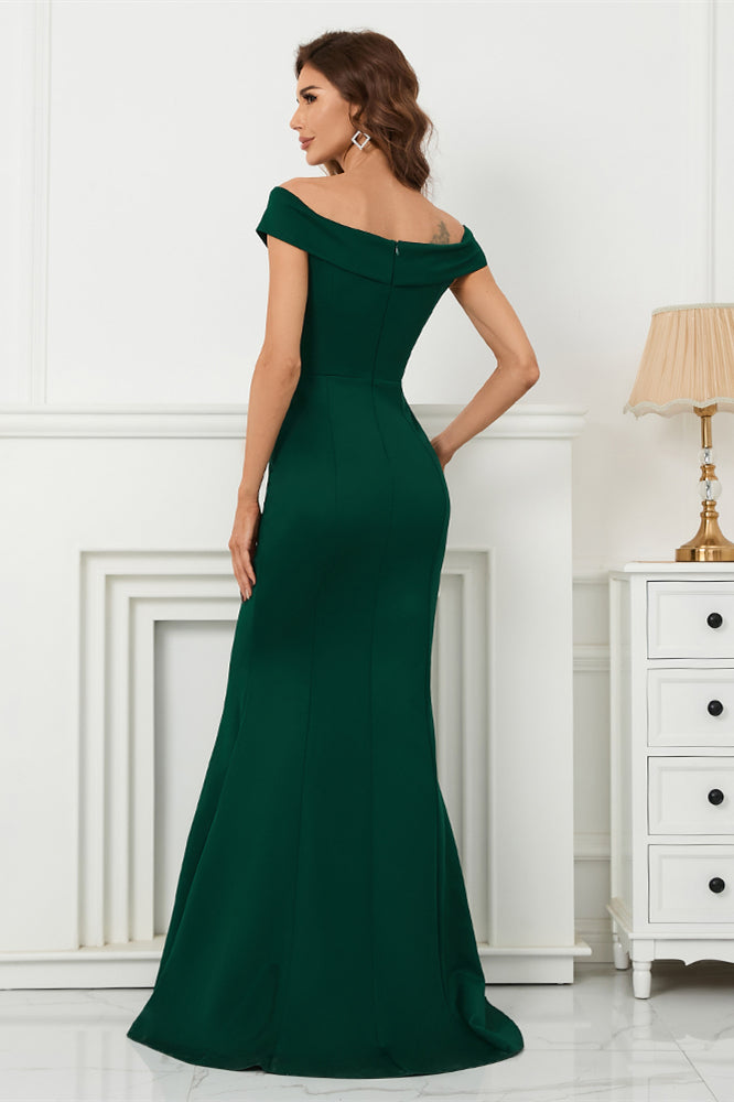 Dark Green Off-The-Shoulder Mermaid Sweetheart Evening Dress On Sale-Evening Dresses-BallBride
