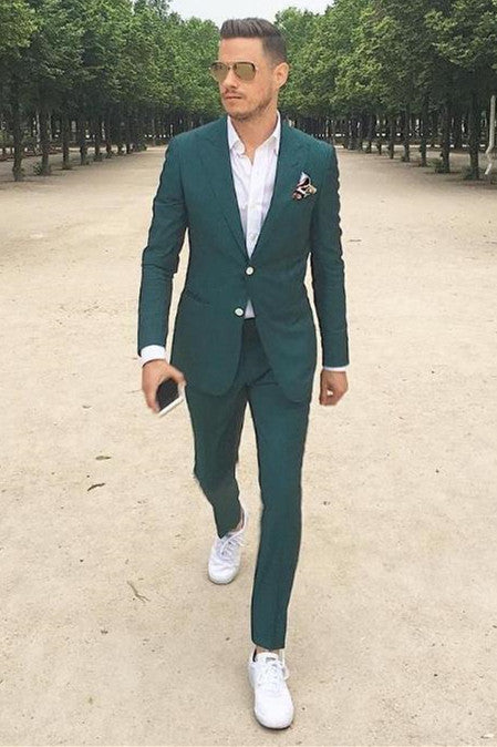 Dark Green Ring Bearer Suits With Peaked Lapel - Best Fitted-Prom Suits-BallBride