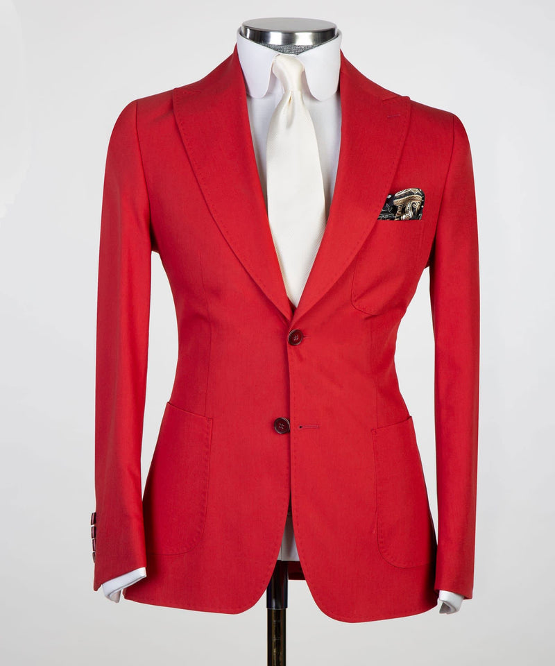 Donald Bespoke Red Peaked Lapel Men Suits ¡§C 3 Pieces-Wedding Suits-BallBride