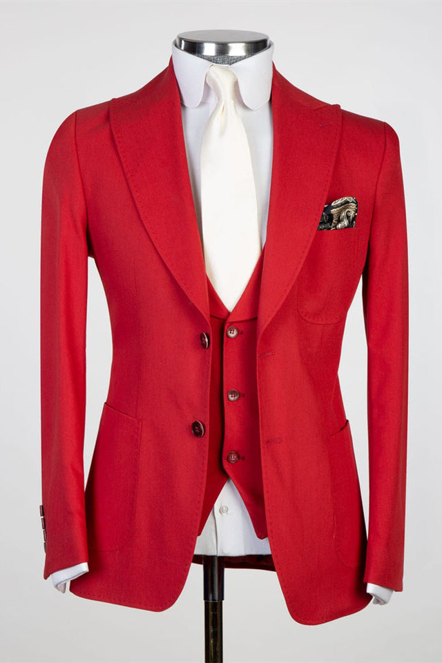 Donald Bespoke Red Peaked Lapel Men Suits ¡§C 3 Pieces-Wedding Suits-BallBride