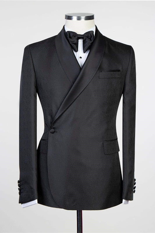 Douglas Men Suits - Simple Black Lapel Shawl for Weddings-Wedding Suits-BallBride