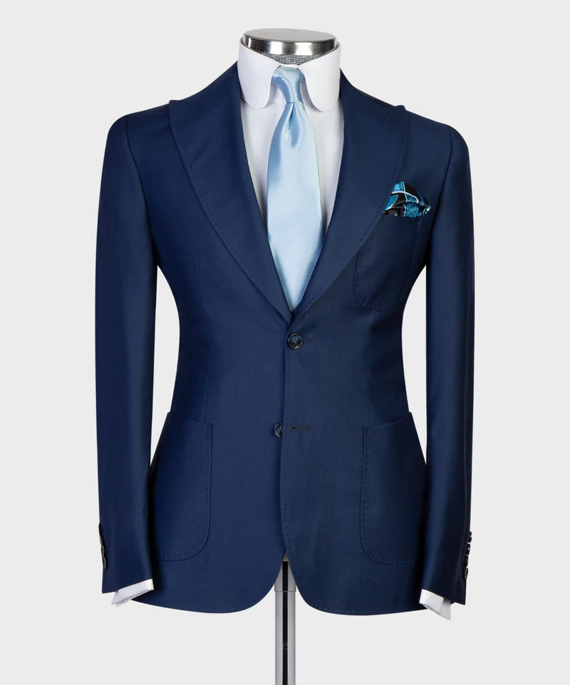 Dud New Arrival Navy Peaked Lapel 3-Piece Business Suit for Men-Wedding Suits-BallBride