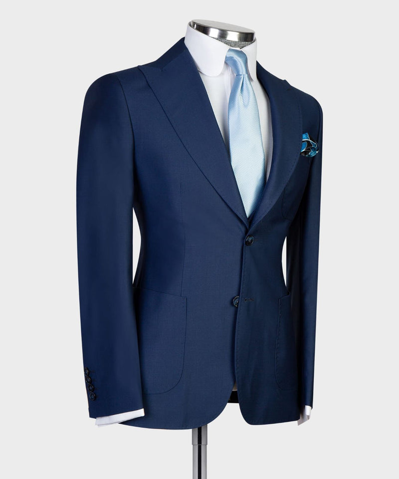 Dud New Arrival Navy Peaked Lapel 3-Piece Business Suit for Men-Wedding Suits-BallBride