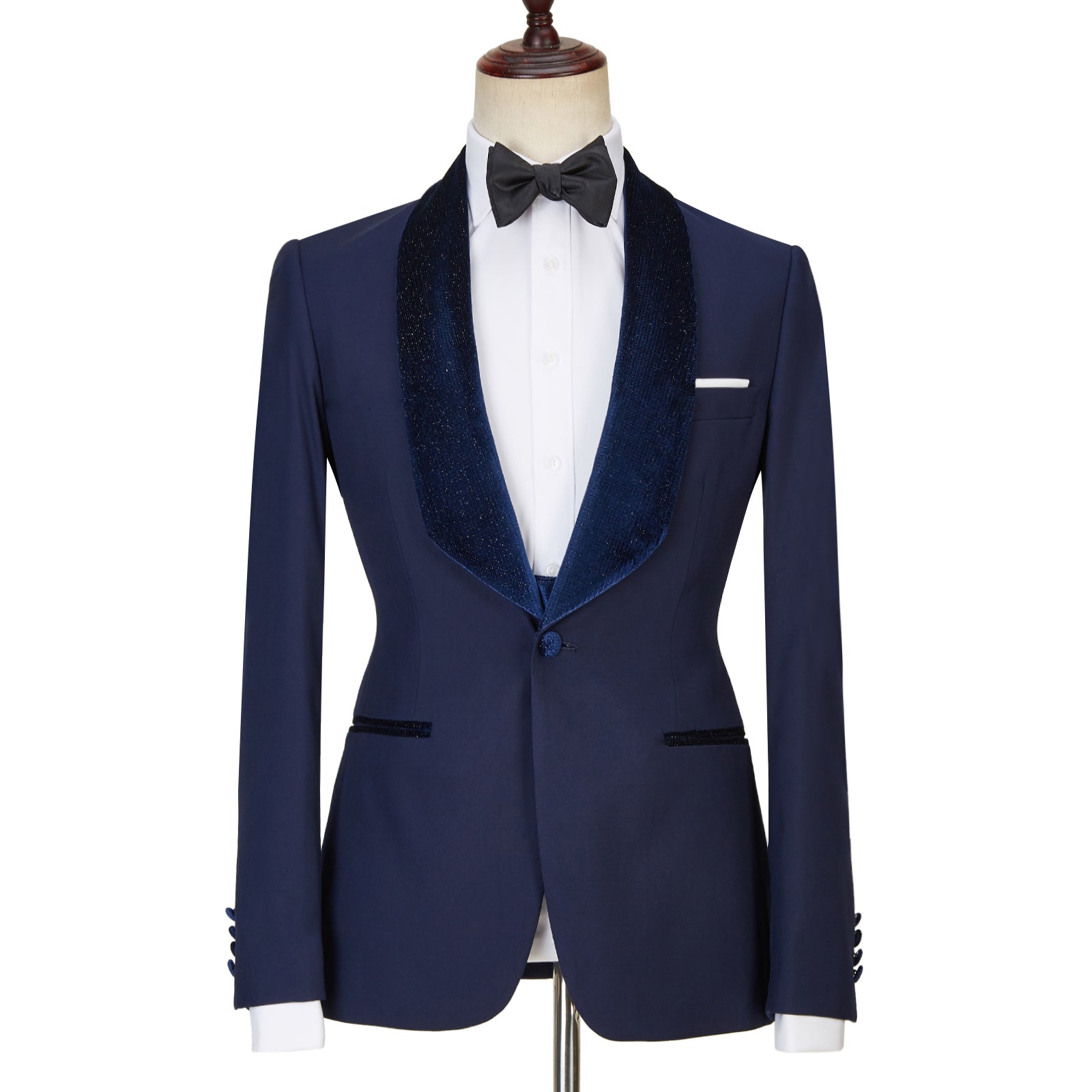 Dylan's Latest Design Navy Blue Best Fitted Three Piece Sparkle Men Suits-Wedding Suits-BallBride