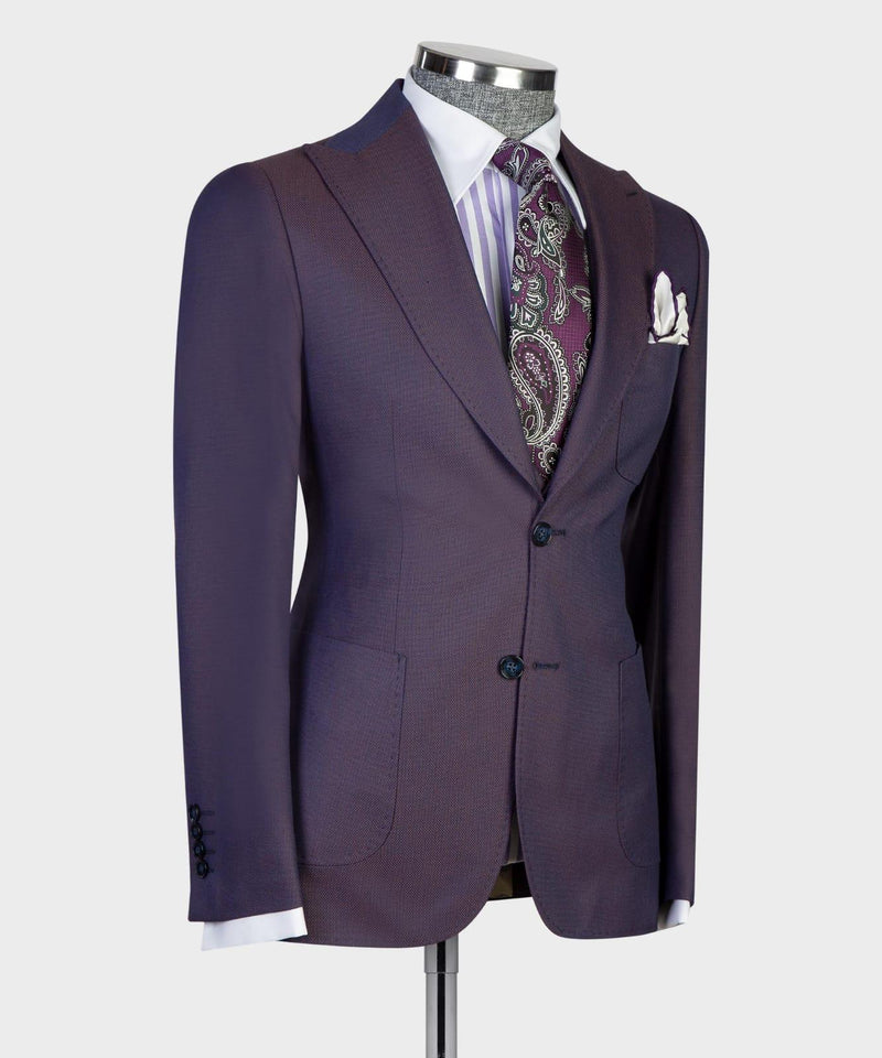 Eamonn Modern Dark Purple 3-Piece Peaked Lapel Men Suits for Business-Wedding Suits-BallBride