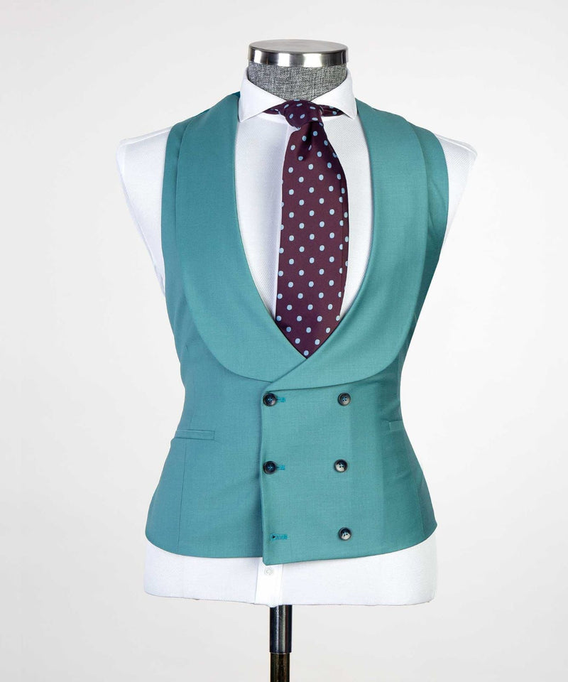 Ebenezer Green Fashion Two-Button 3-Piece Men Suit-Wedding Suits-BallBride