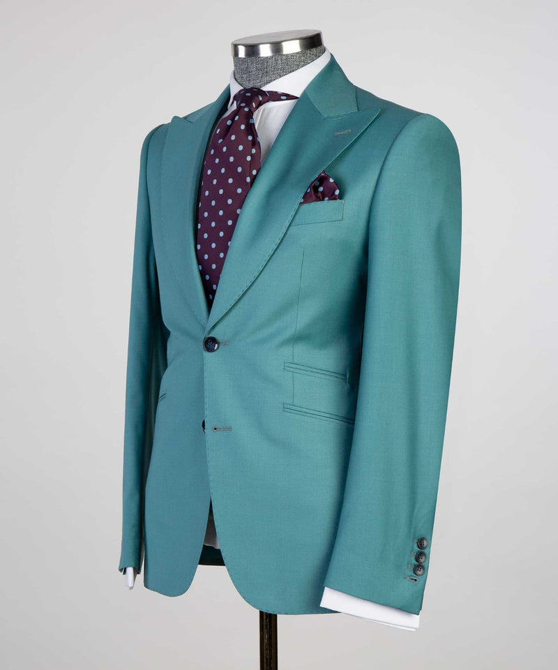 Ebenezer Green Fashion Two-Button 3-Piece Men Suit-Wedding Suits-BallBride