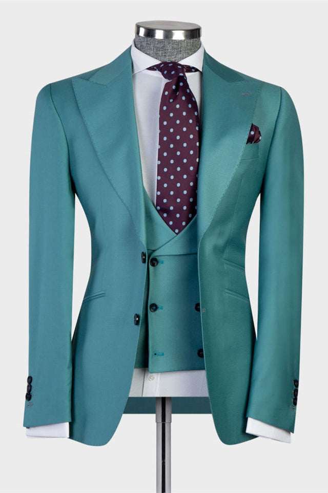 Ebenezer Green Fashion Two-Button 3-Piece Men Suit-Wedding Suits-BallBride